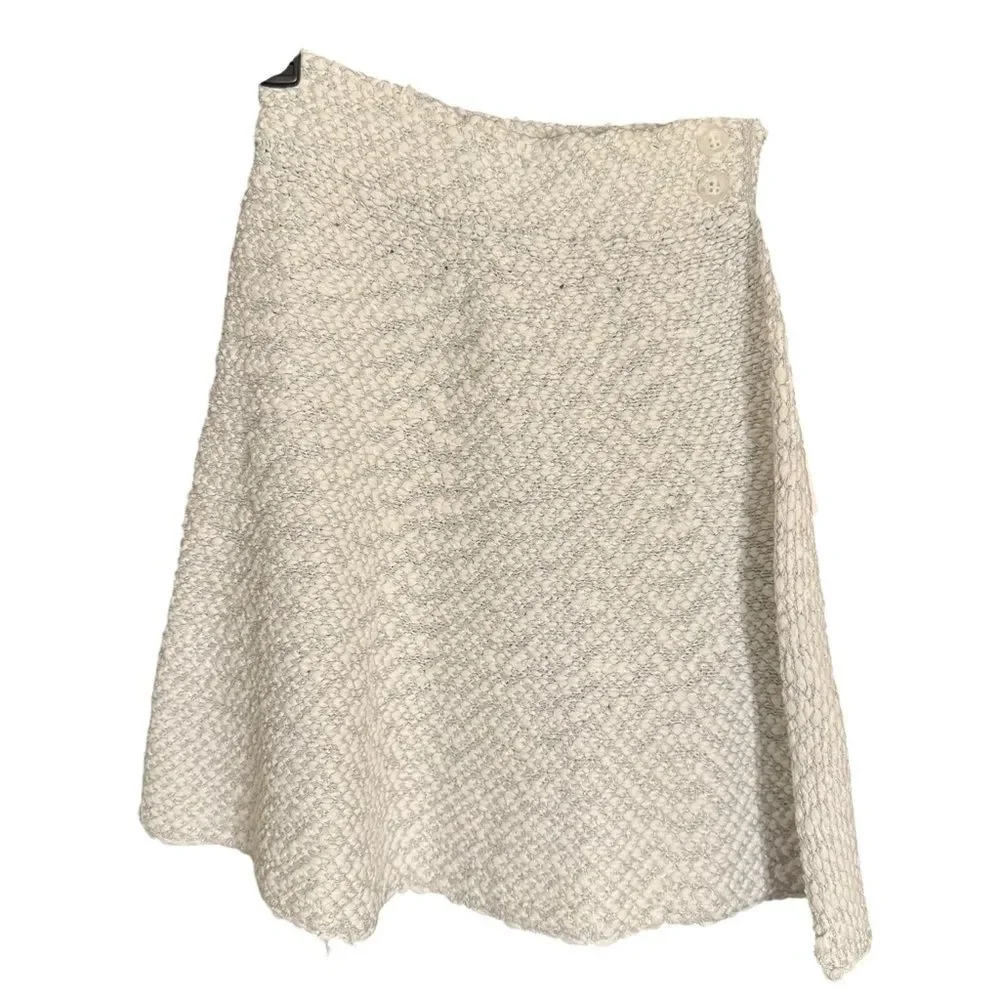 NWT Honor the Gift Elegant White & Silver Wrap A-Line Skirt Size Small